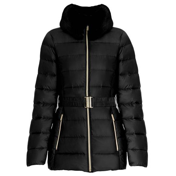 NEW MICHAEL KORS faux fur collar belted lightweight down puffer coat in black - Picture 5 of 5